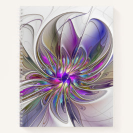 Cuaderno Flor de arte fractal enérgica y colorida