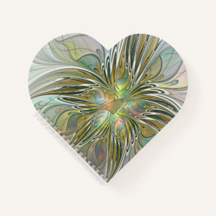 Cuaderno Flor De Arte Fractal Moderno Con Oro