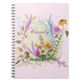 Cuaderno Flor de aves de huevo de pascua de primavera