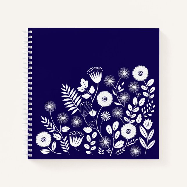 Cuaderno Flor de boho morado y blanco (Anverso)