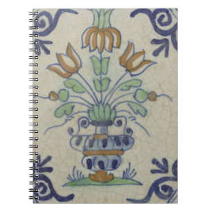 Cuaderno Flor De Cerámica Delft Tile Antiguo
