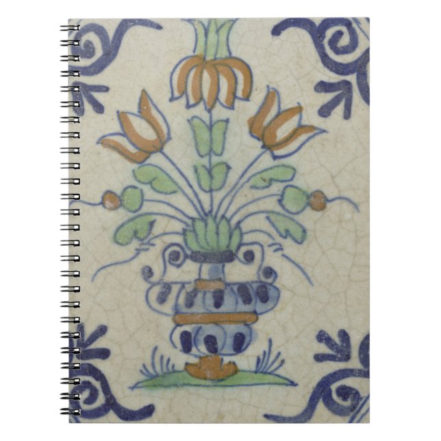 Cuaderno Flor De Cerámica Delft Tile Antiguo (Frente)