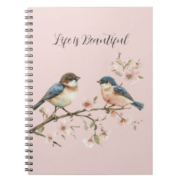 Cuaderno Flor de cerezo de pájaros azules