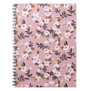 Cuaderno Flor de cerezo de primavera tensa en rosa