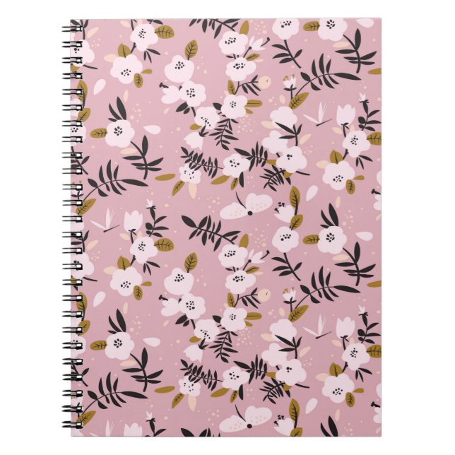 Cuaderno Flor de cerezo de primavera tensa en rosa  (Frente)