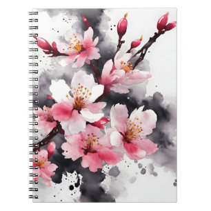 Cuaderno Flor de cerezo - Flores de acuarela
