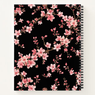 Cuaderno Flor de cerezo japonés rosa pálido negro