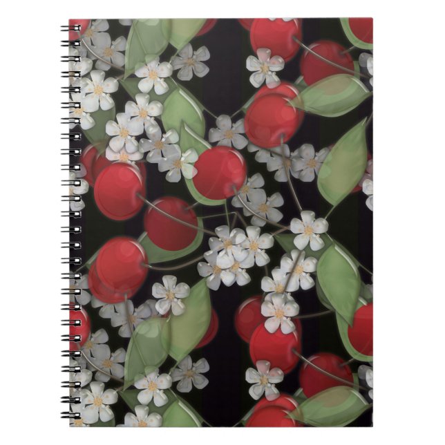 Cuaderno Flor de cerezo líquido 3D de azulejos de vidrio y  (Frente)