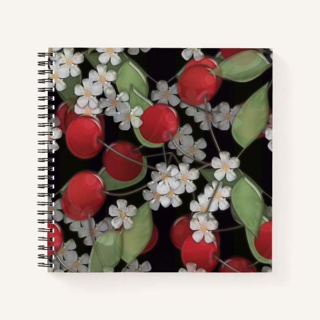 Cuaderno Flor de cerezo líquido 3D de azulejos de vidrio y  (Anverso)
