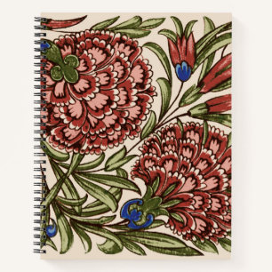 Cuaderno Flor de clavel Tile Antiguo Arte Rústico
