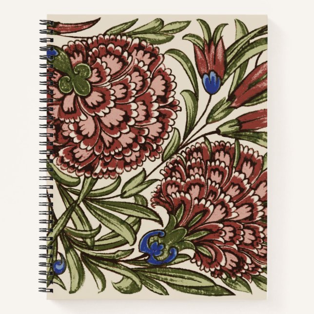 Cuaderno Flor de clavel Tile Antiguo Arte Rústico (Anverso)