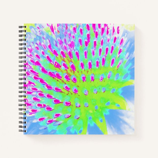 Cuaderno Flor de cono lima verde y púrpura (Anverso)