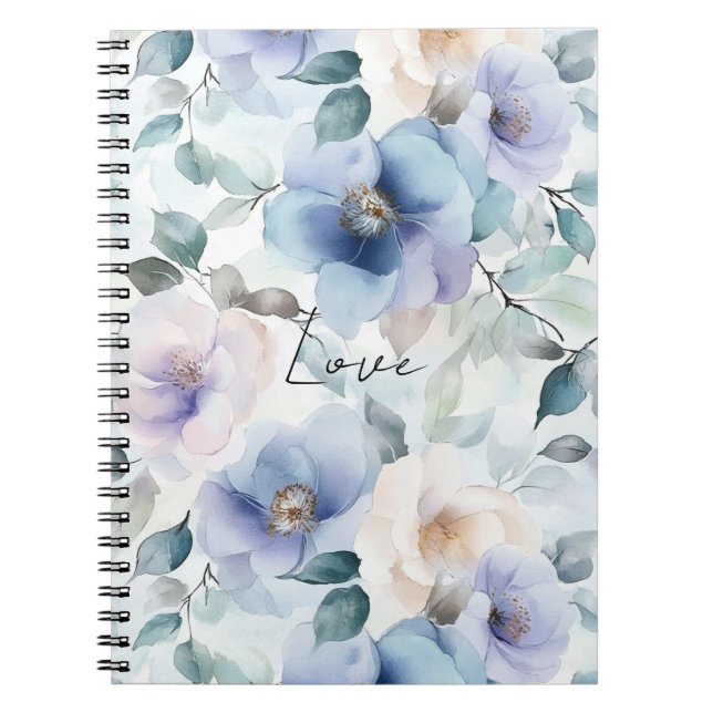 Cuaderno Flor de Crema Azul Romántica Purple Lavender (Frente)