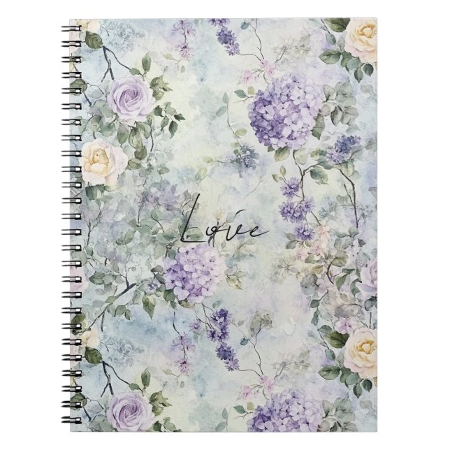 Cuaderno Flor de Crema Romántica Purple Lavender (Frente)