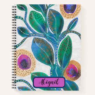 Cuaderno Flor de desierto, con tu nombre, arte acuarela