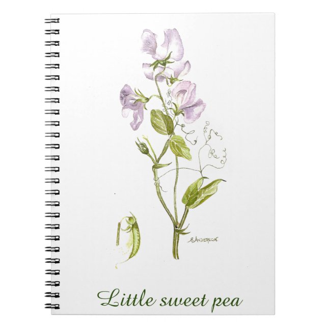 Cuaderno flor de edulpea morada y verde acuarela (Frente)