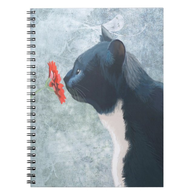 Cuaderno Flor de esnifado de gato negro (Frente)
