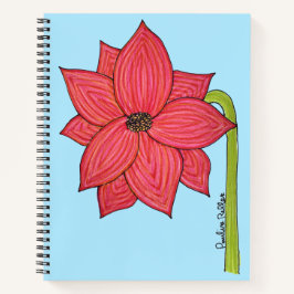Cuaderno Flor de estrella roja con fondo azul