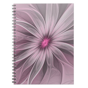Cuaderno Flor de fantasía Abstracto Plum Floral Fractal Art