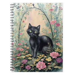 Cuaderno flor de fantasía de gato negro 2