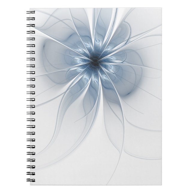Cuaderno Flor de fantasía fractal suave y delicada (Frente)