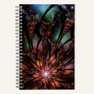 Cuaderno Flor de fantasía fractal suave y delicada