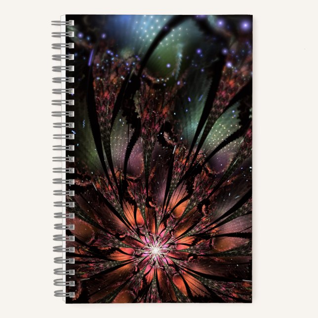 Cuaderno Flor de fantasía fractal suave y delicada (Anverso)