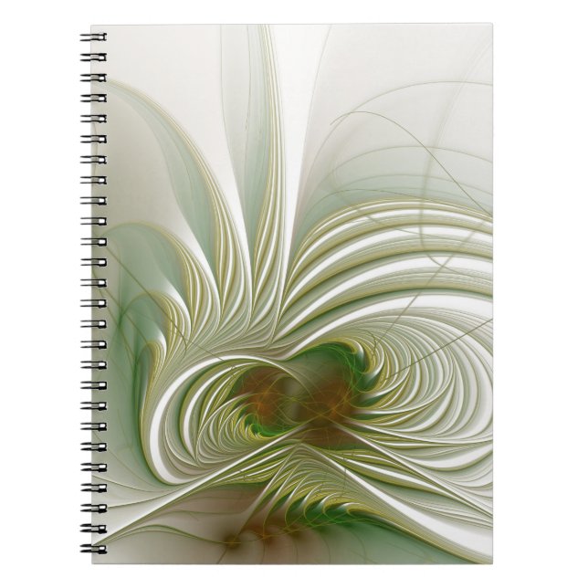 Cuaderno Flor de fantasía fractal suave y delicada (Frente)