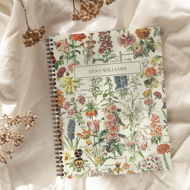 Cuaderno Flor de Flor Silvestre Botánica Personalizada (Botanical Vintage Wildflower Floral Personalized Notebook)