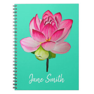 Cuaderno Flor de flores de color de agua rosa