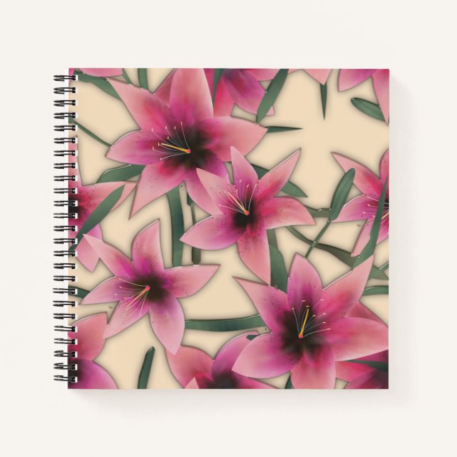 Cuaderno Flor de flores de lirio líquido 3D de azulejos de  (Anverso)