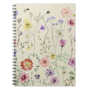 Cuaderno Flor de flores silvestres acuarela Floral Jardín c