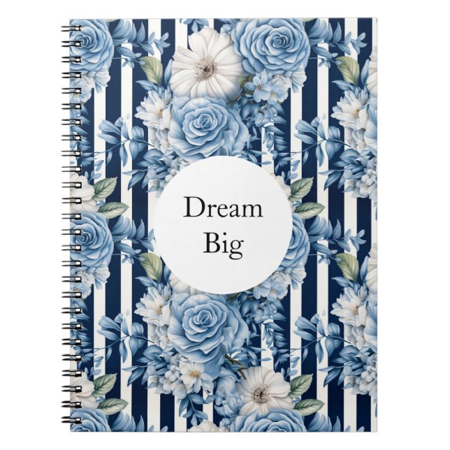 Cuaderno Flor de franjas azules blancas (Frente)