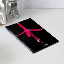 Cuaderno Flor de Fuchsia Rosa Brillante sobre Negro