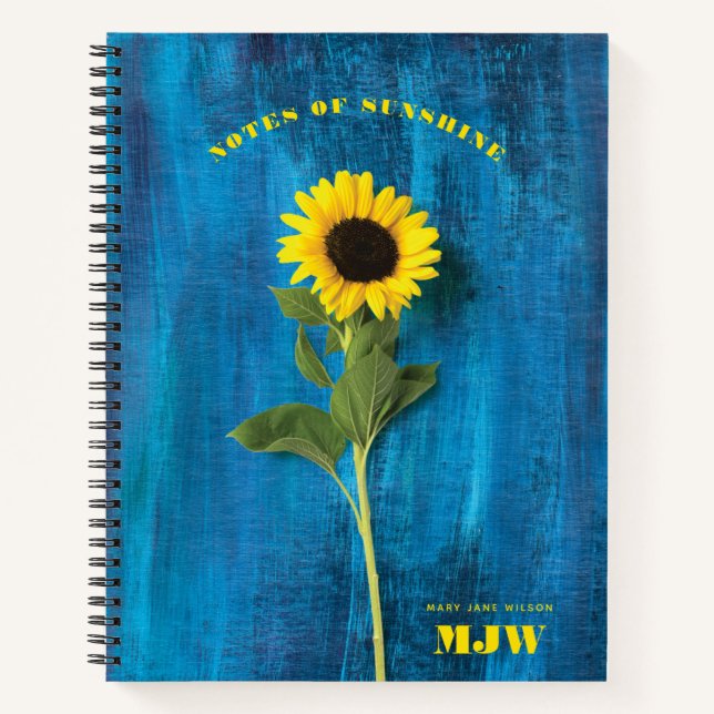 Cuaderno Flor de girasol vibrante amarillo y azul (Anverso)
