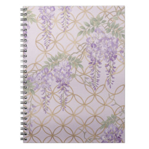Cuaderno Flor de glicina japonesa y kimono Shippo floral 