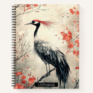 Cuaderno Flor de grulla carmesí Tinta lavada (1)