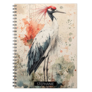 Cuaderno Flor de grulla carmesí Tinta lavada (1)