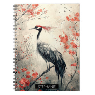 Cuaderno Flor de grulla carmesí Tinta lavada (2)