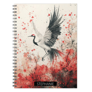 Cuaderno Flor de grulla carmesí Tinta lavada (3)