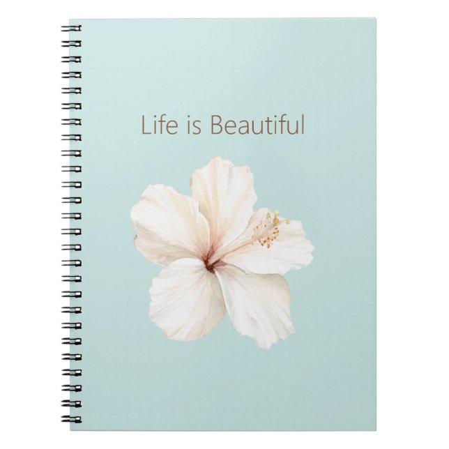 Cuaderno Flor de Hibisco Azul Blanco Menta Acuática (Frente)
