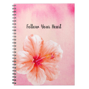 Cuaderno Flor de Hibisco Rosa Tropical Femenina