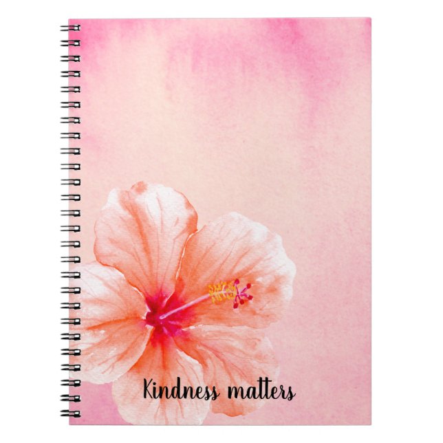 Cuaderno Flor de Hibiscus Trópico de Peach Rosa (Frente)