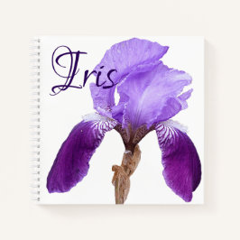Cuaderno Flor de iris morado personalizable Iris nombre flo