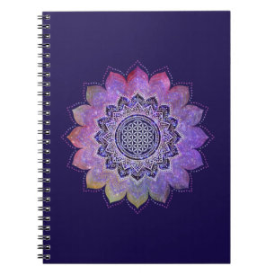 Cuaderno Flor de la Vida - Galaxia Espacial al Estilo Vinta