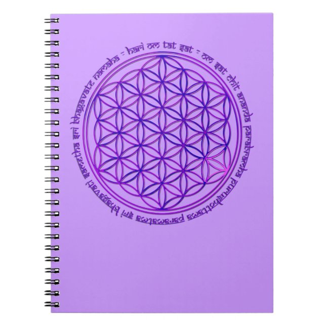 Cuaderno Flor de la vida - mantra de Moola - violeta (Frente)