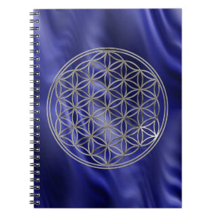 Cuaderno FLOR DE LA VIDA - plata + olas azules