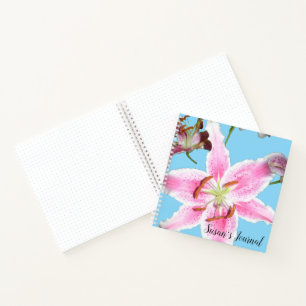 Cuaderno Flor de lirio rosa delgada en Aqua