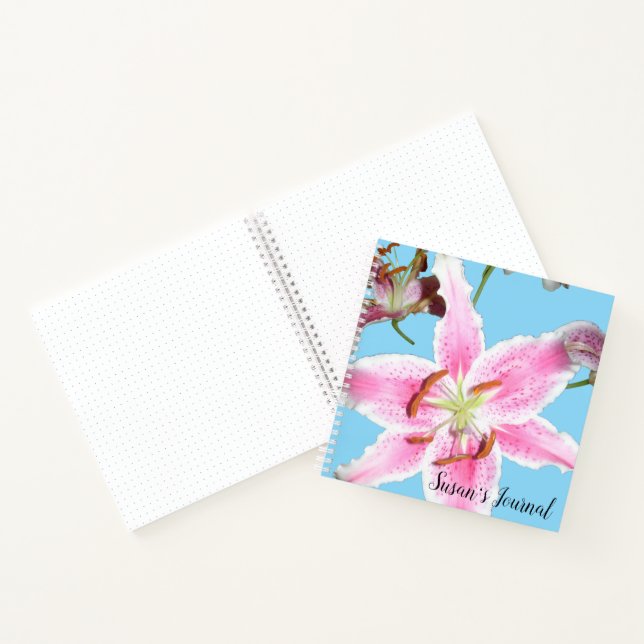 Cuaderno Flor de lirio rosa delgada en Aqua (Interior)