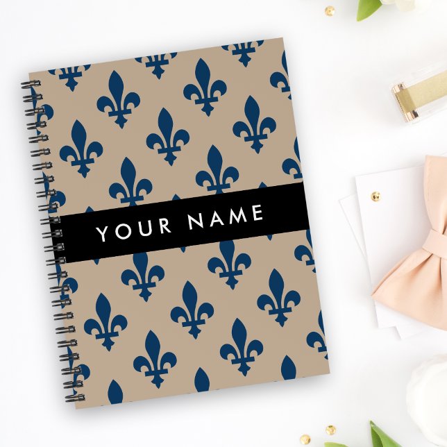 Cuaderno Flor de Lis, Azul Marino sobre Beige, Real, Tu Nom (Subido por el creador)